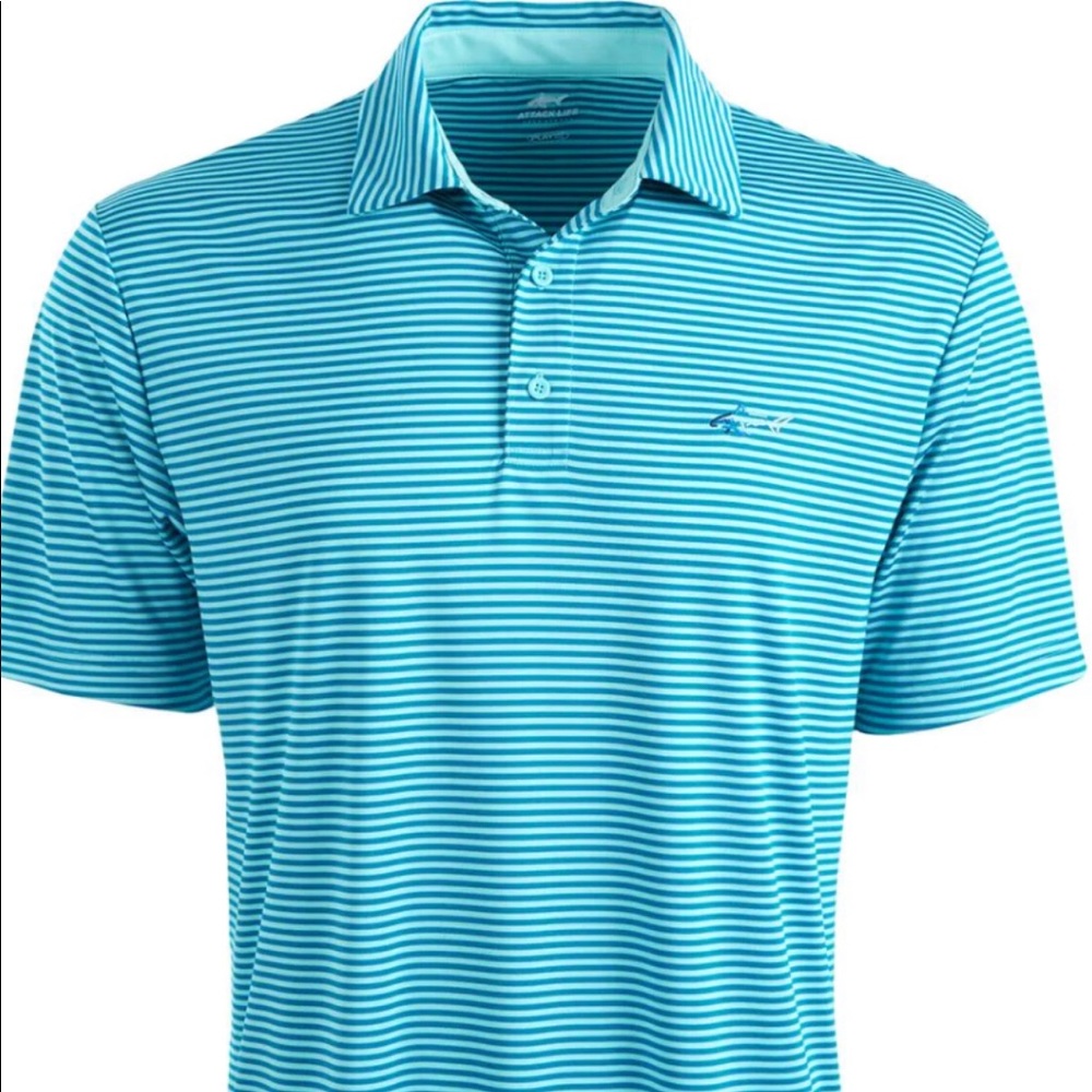 Attack Life By Greg Norman Men's Ombre Chevron Jacquard Polo, Light Pool Blue, S